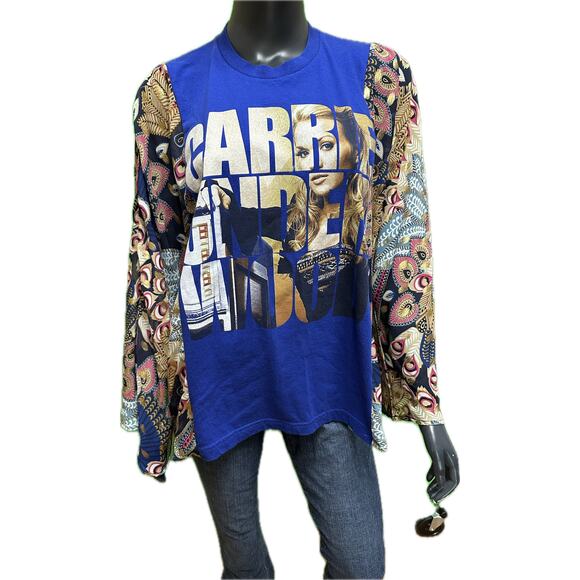 Carrie Underwood Graphic Top Boho Bell Sleeve Concert upcycled custom Tee - Picture 1 of 7